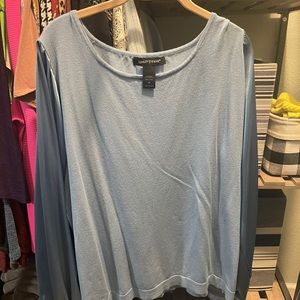 Ashley Stewart baby blue shirt with satin arms